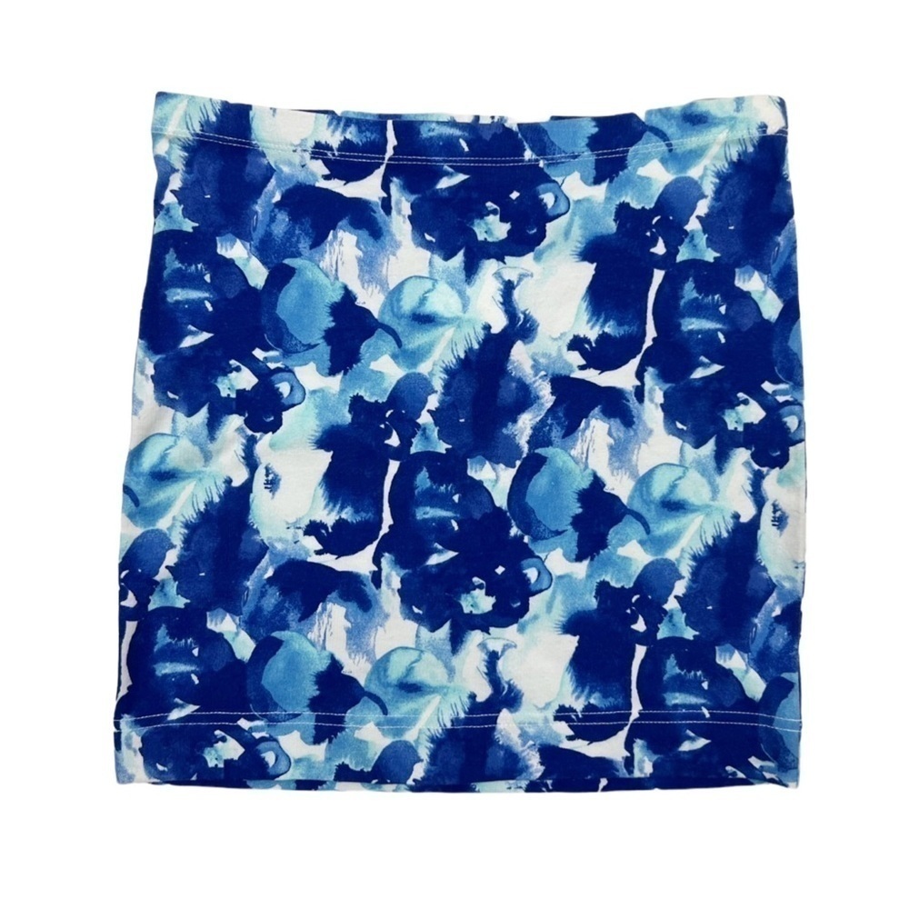 Nwt H&M Floral Tube Top XS Blue Cotton Blend Sleeveless